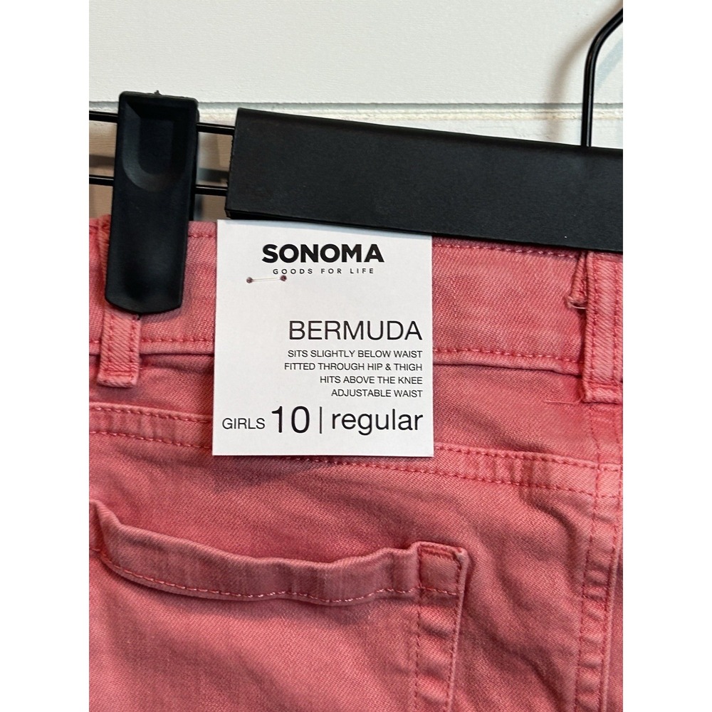 Sonoma Bermuda Shorts Girl's 10 Regular Coral Adjustable Waist NWT - Picture 5 of 8